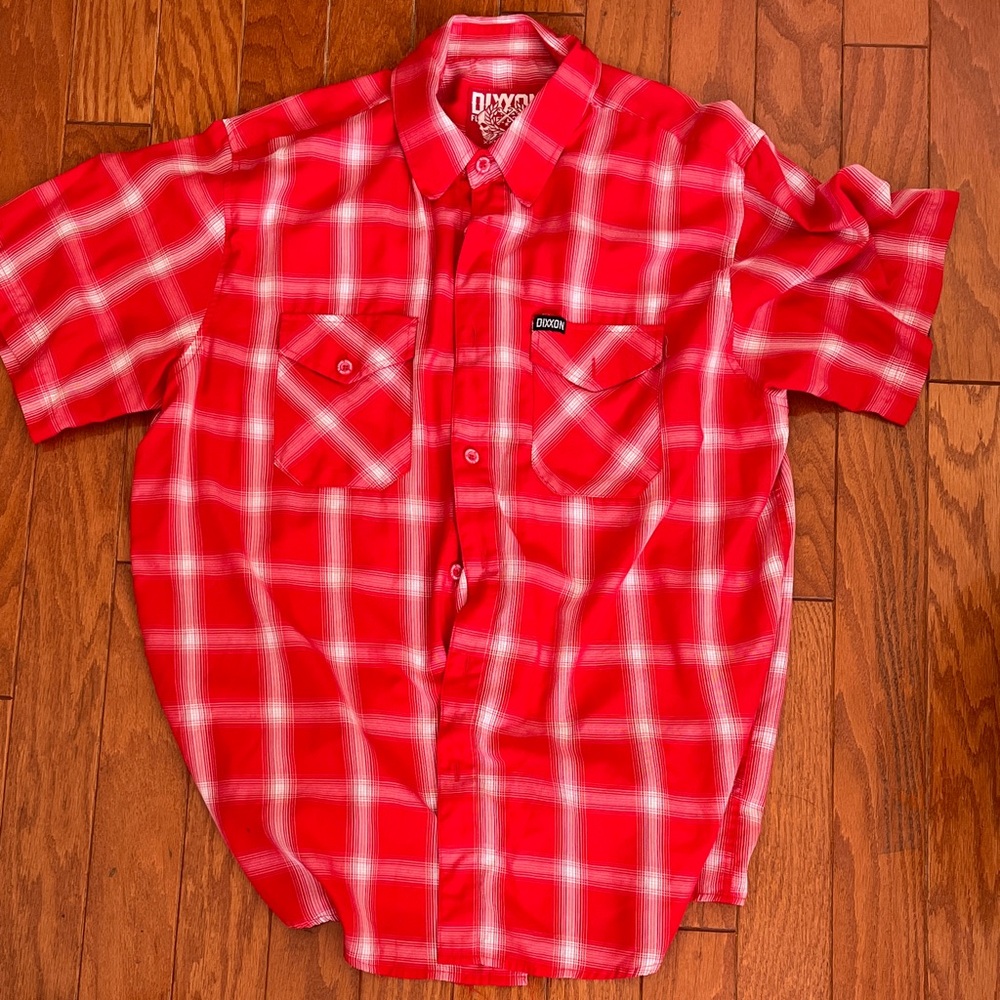DIXXON Red and White Plaid Men's Shirt